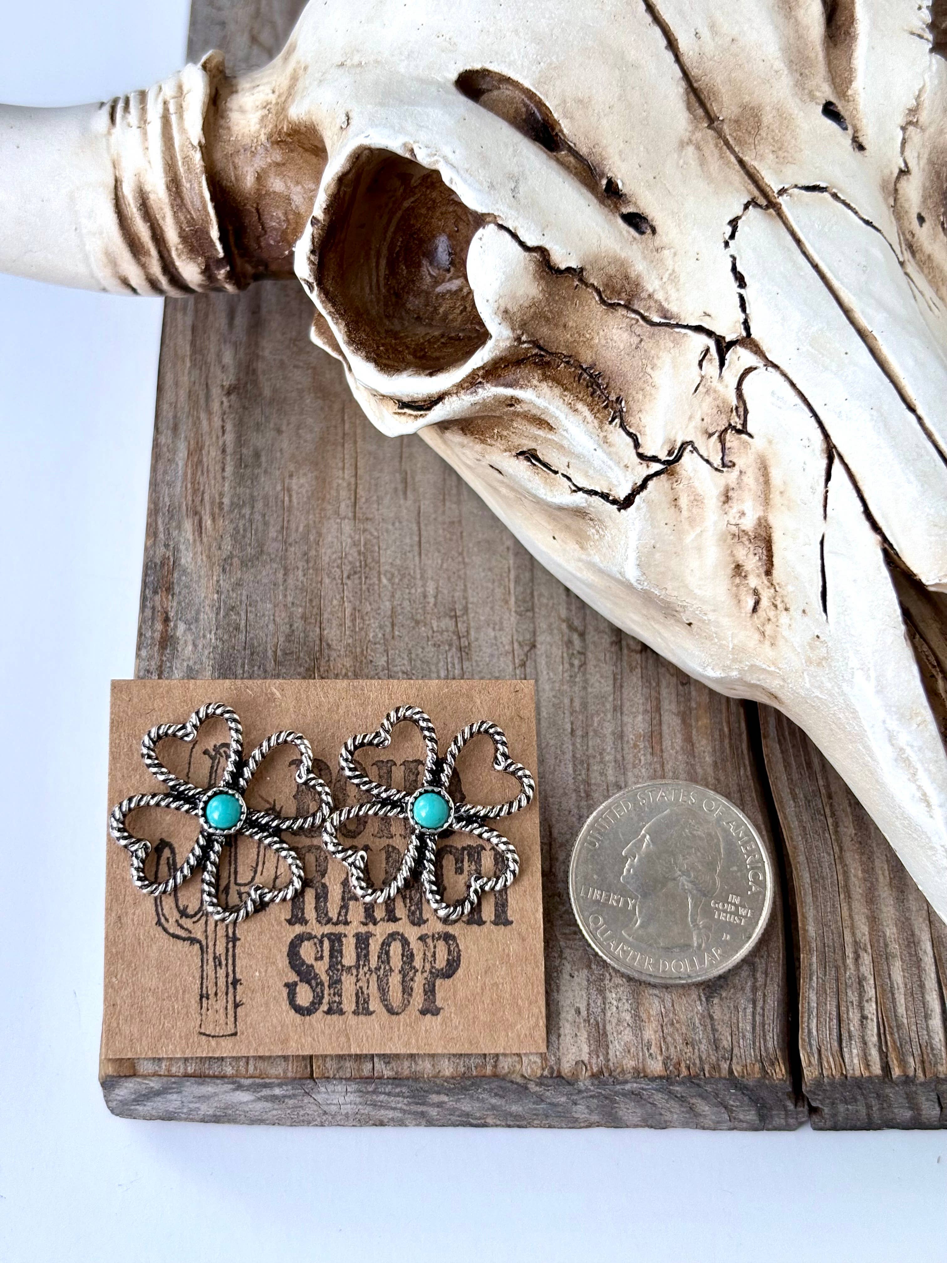 Boho Ranch Shop - Wholesale Stud/Post Earrings - Western Clover with Stone Stud Earrings4