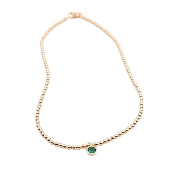 Collier doré avec pendentif CZ pour la vente par Bozkurt Jewelry