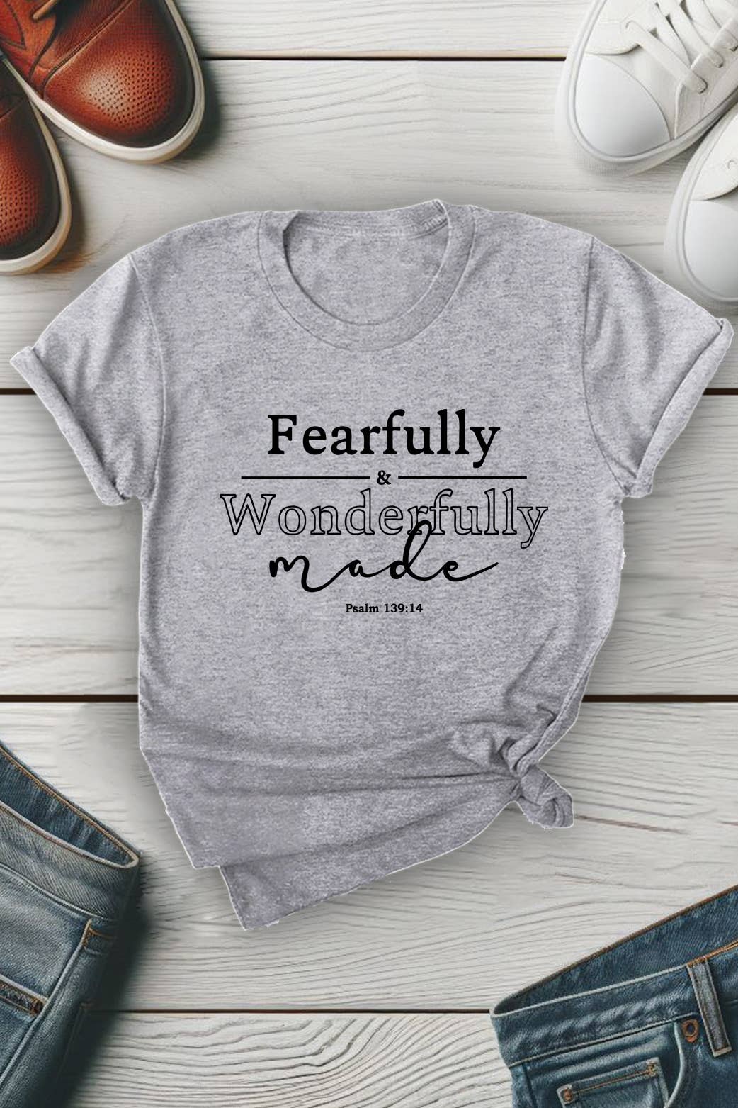 Top Avenue - Wholesale T-Shirt (Graphic) - Unisex - Fearfully and Wonderfully Unisex Round Neck Tee10