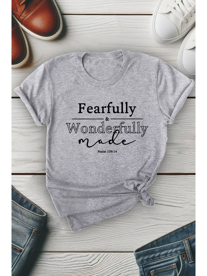 Top Avenue - Wholesale T-Shirt (Graphic) - Unisex - Fearfully and Wonderfully Unisex Round Neck Tee10