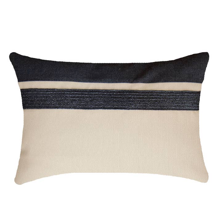 BHD HOME - Wholesale Chair cushion - Outdoor Nautical Juliet Black Lumbar Cushion 35 x 53cm