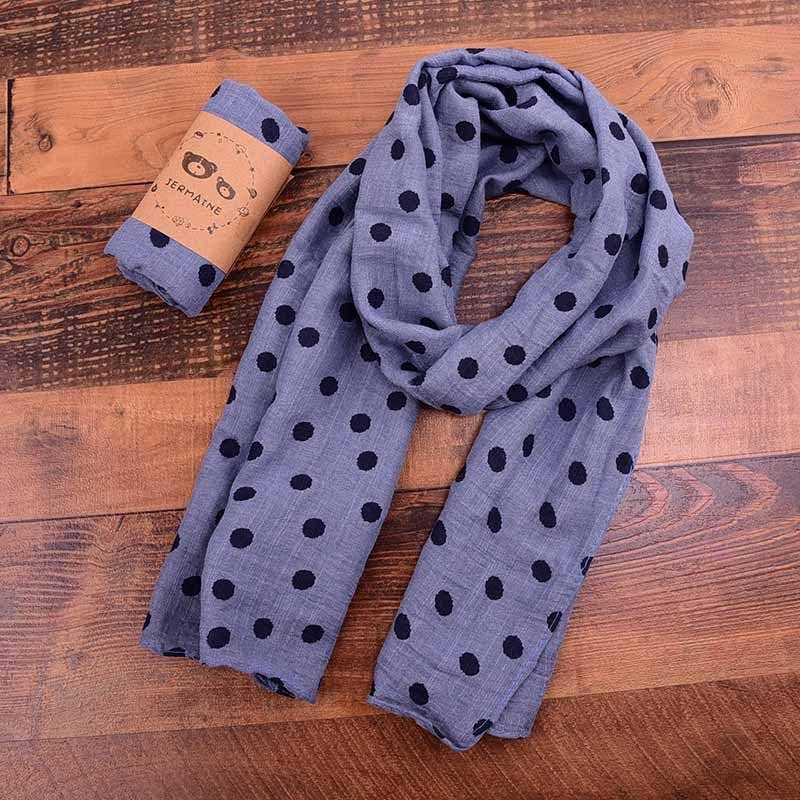 KiddieKickz - Wholesale Scarf - Kids - Children's Printed Dot Cotton and Hemp Warm Scarf6