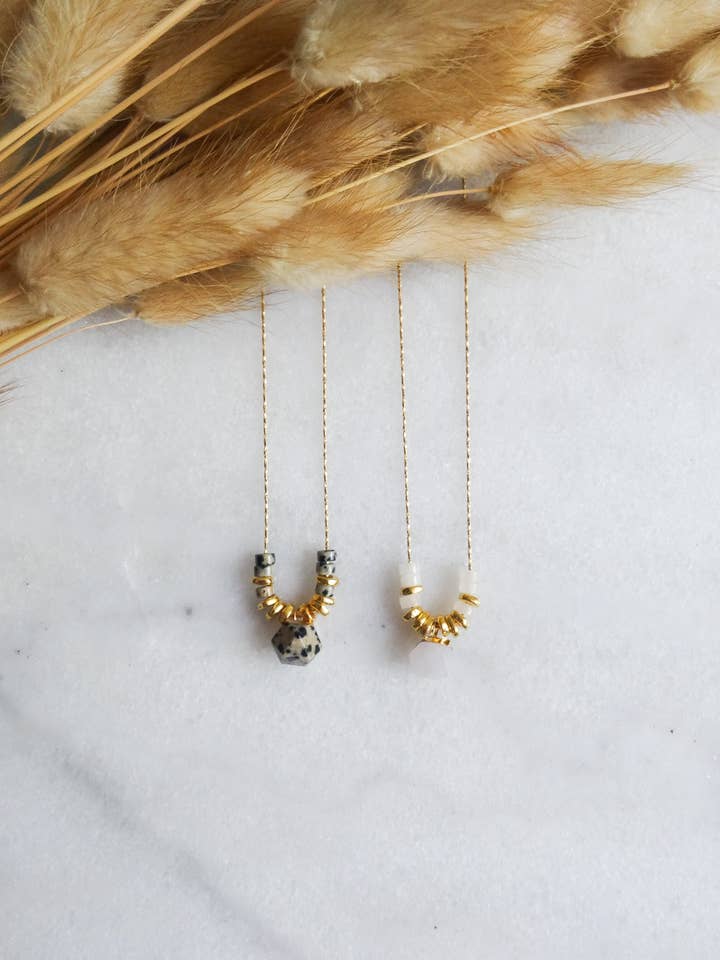 Collier Maria, jade blanc por atacado de LES TISSAGES DE CAMILLE