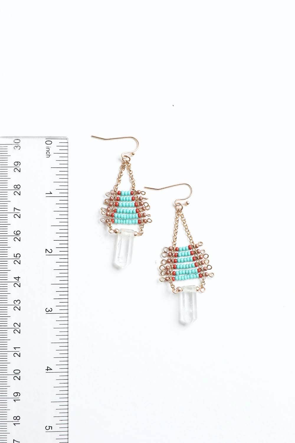 Leto Accessories – wholesale Dangle earrings – Seed Bead Earrings with Crystal Drop – Boho Pyramid Design2