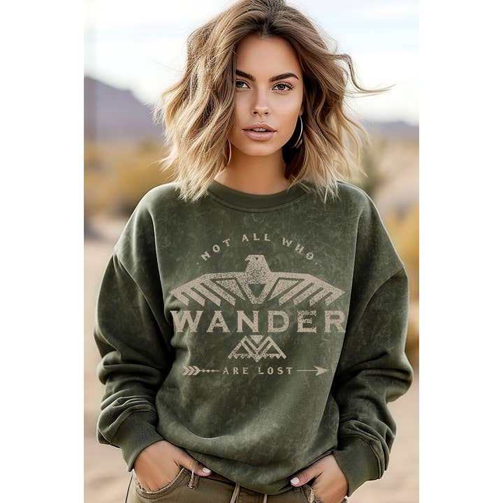 HRTandLUV - Wholesale Sweatshirt - Women's - NOT ALL WHO WANDER MINERAL GRAPHIC SWEATWHIRTS1