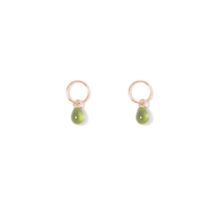 Olive Glass Teardrop Stud Earrings- Gold Fill for wholesale by Michelle Starbuck Designs