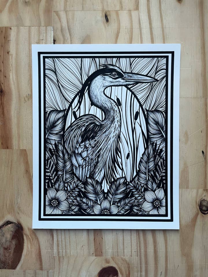 Impression artistique The Blue Heron pour la vente par Strat Lacy Art