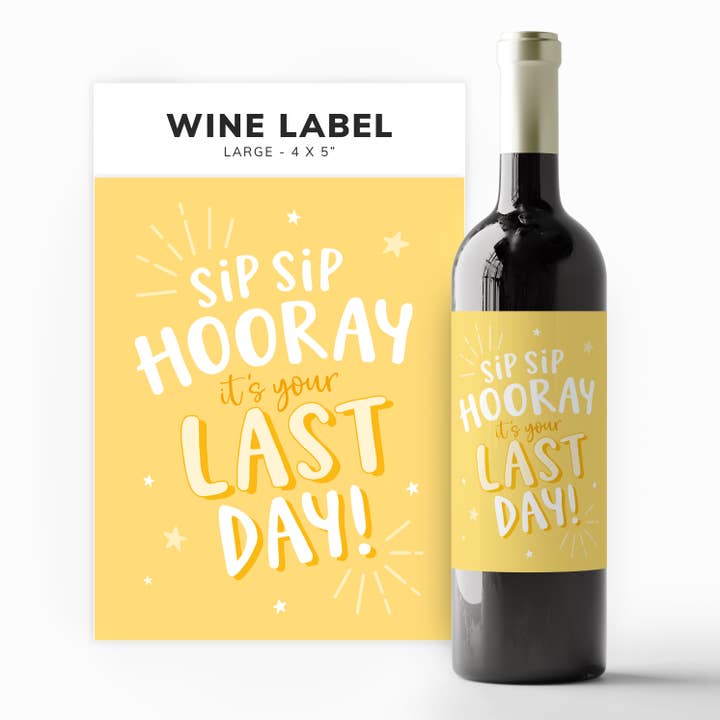 Étiquette de vin - Dernier jour, Départ, Adieu, Cadeau de fête pour la vente par Kreate Paper Co.