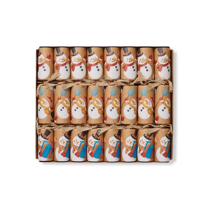 Novidade, "Pinguim e Boneco de Neve" Eco 12" - Caixa de 8 | Crackers de Bombom por atacado de Crackers for Bonbons