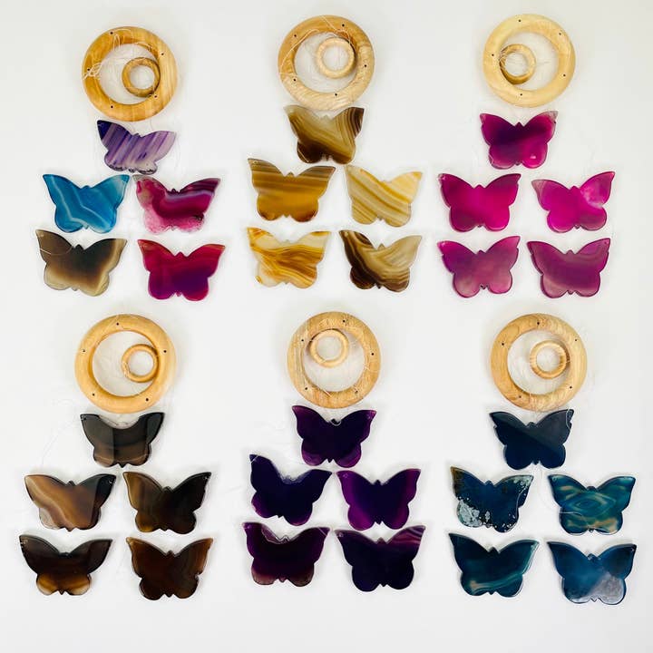 Rock Paradise - Wholesale Wind Chime - Crystal Agate Butterfly Wind Chimes