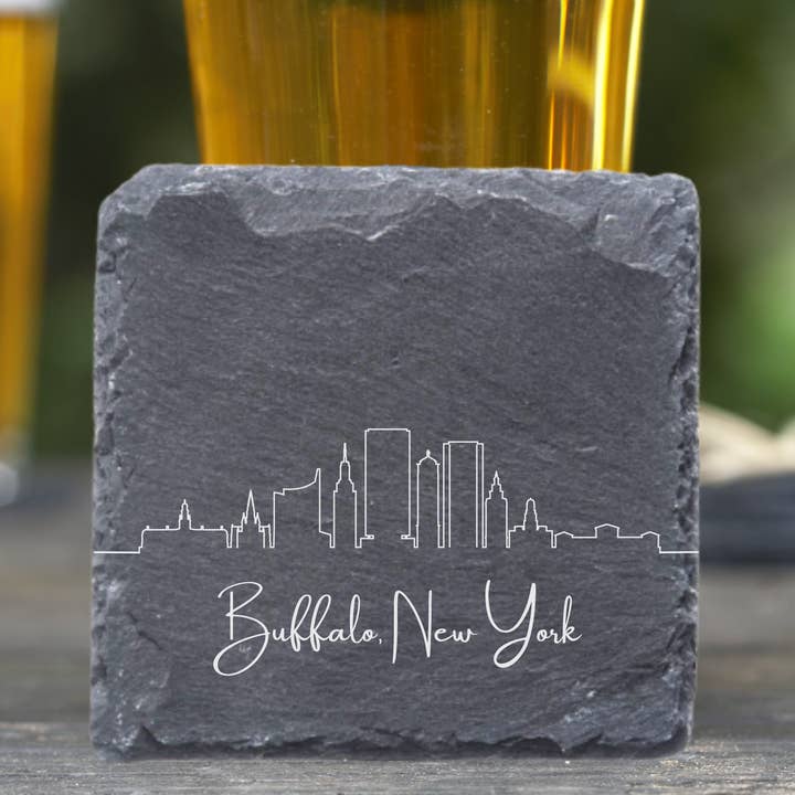 Buffalo NY Skyline - UV Printed Slate Coasters for wholesale by Blue Ridge Mountain Gifts