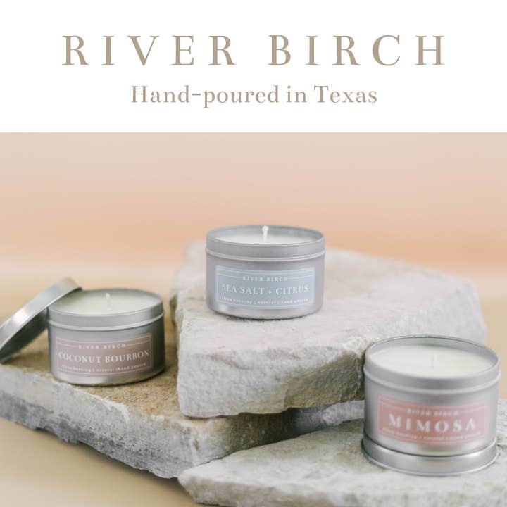 River Birch Candles – Engroshandel Rejsestearinlys – 8 oz hvid salvie lavendel - sojalys - sølv tin - neutral
