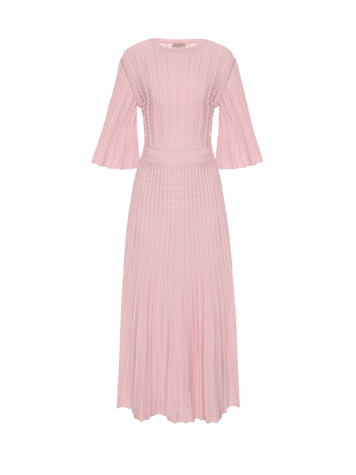 Nenya Fashion Limited – wholesale Dress – Women's – Estelle Openwork Knit Dress with Flared Sleeve0