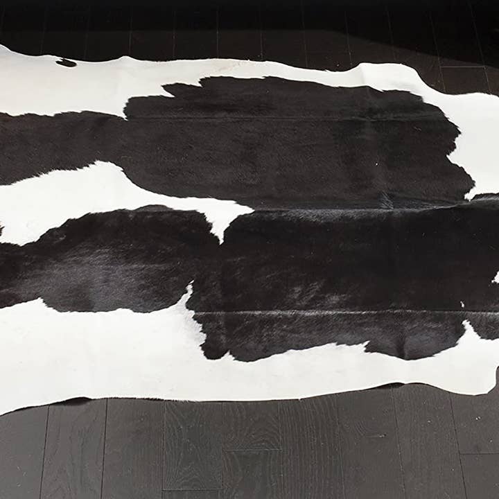 home mart goods - Wholesale Area Rug - 6x7 Feet Black & White Spotted Cowhide Handmade Area Rug