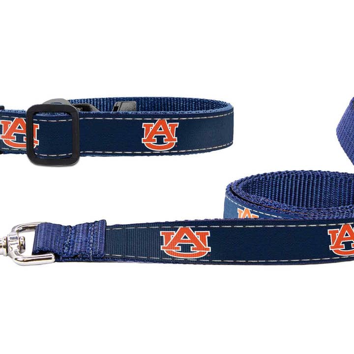 Navy Auburn Tigers Adjustable Ribbon Dog Collar Lead. for wholesale on Faire3