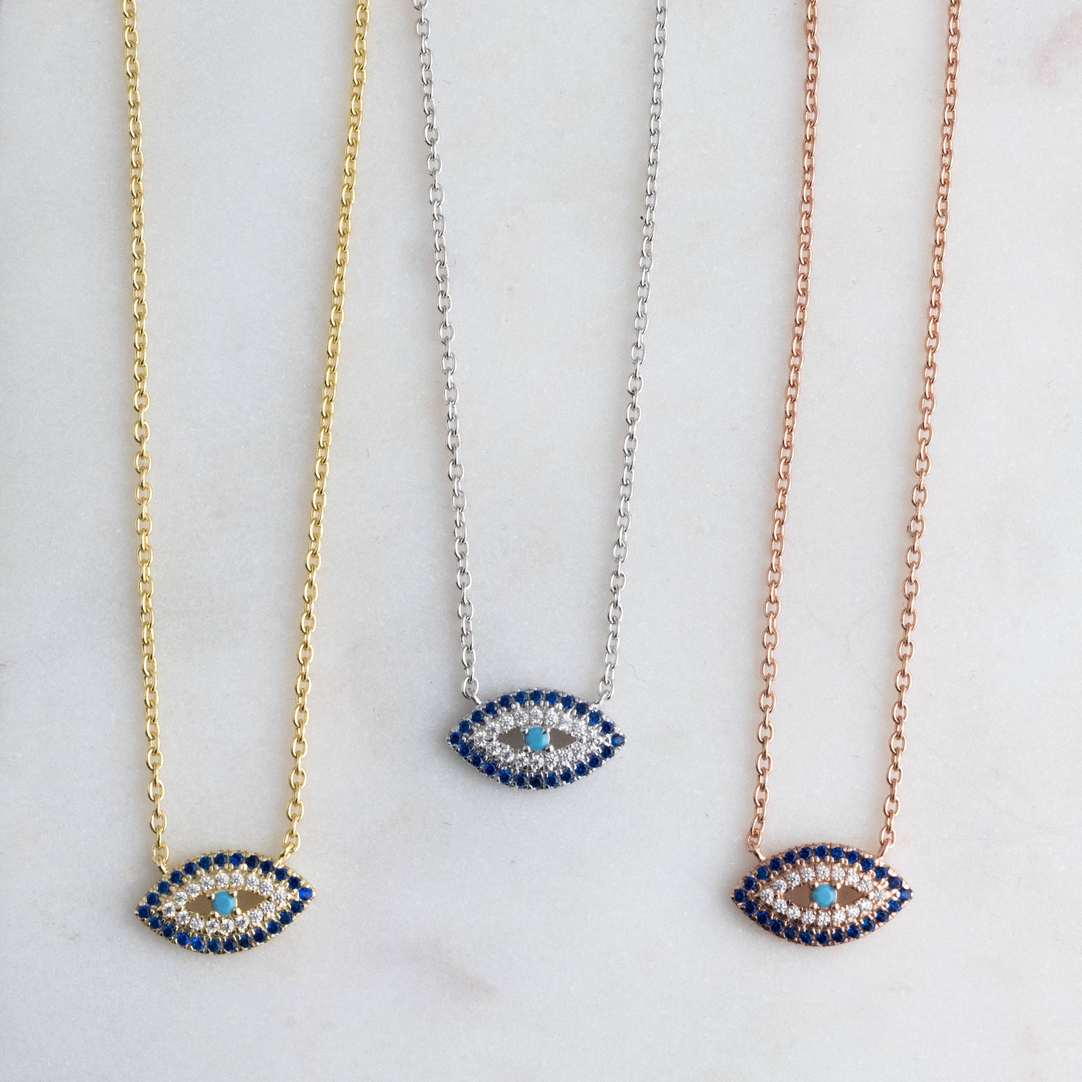 Sami Jewels - Wholesale Halskettinghanger - Sapphire Evil Eye ketting3