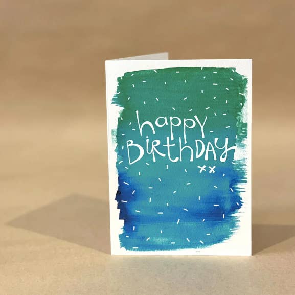 Calla Collective - Wholesale Birthday card - 'Happy Birthday xx' (Green + Blue) CARD