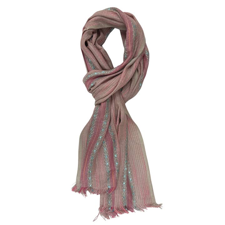 Treasure Jewelry - Wholesale Scarf - Women's - Hand-Loomed Viscose-Blend Tassel Scarf – Plaid & Striped3