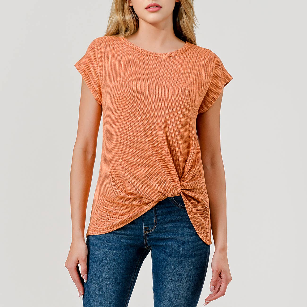 Heimious - Vente Haut en maille – femme - Haut en tricot à manches courtes et nœud décollé, T80510