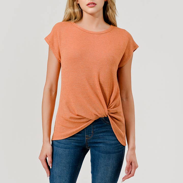 Heimious - Vente Haut en maille – femme - Haut en tricot à manches courtes et nœud décollé, T80510