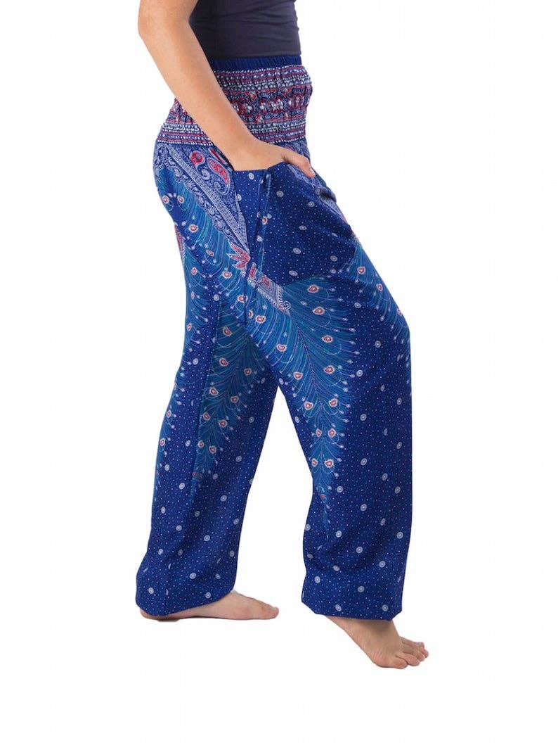 Studio 12 Collective (previously Ethnic Lanna) – Großhandel Hose – Damen – Haremshose Boho mit gesmokter Taille und Taschen - Pfau5