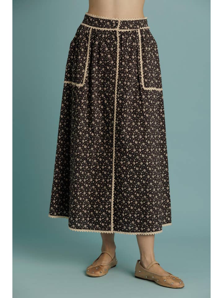 Aureum - Wholesale Skirt - Women's - AB2359 - CROCHET TRIM FLORAL SKIRT