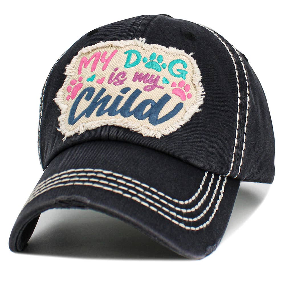 Sensibling Corp. - Wholesale Baseball Cap - Women's - MY DOG IS MY CHILD Message Vintage Baseball Cap
4