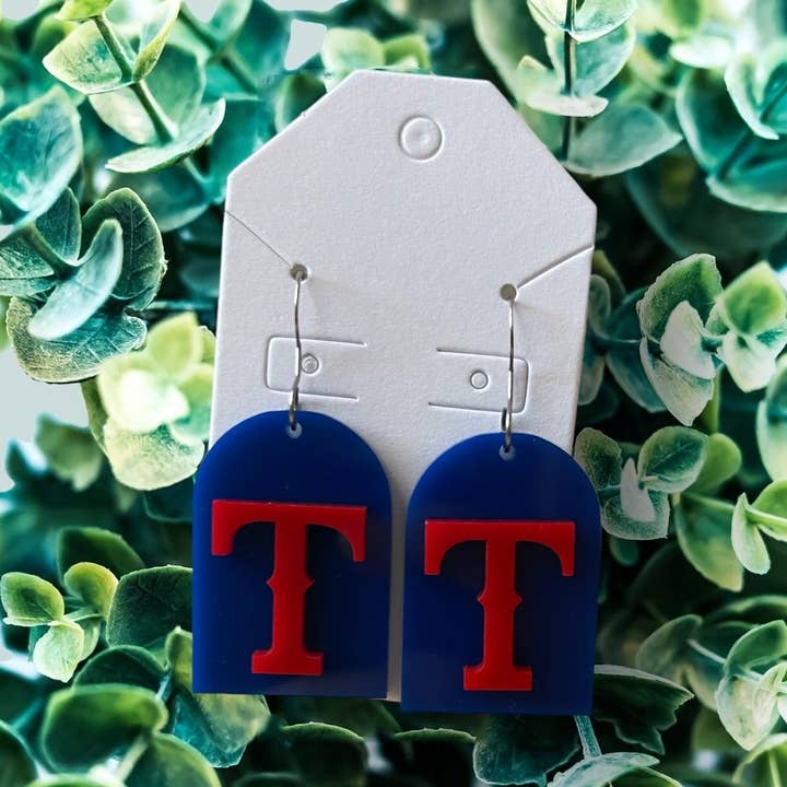 Texas Baseball Arch Earrings for wholesale by Cook House Of Crafts