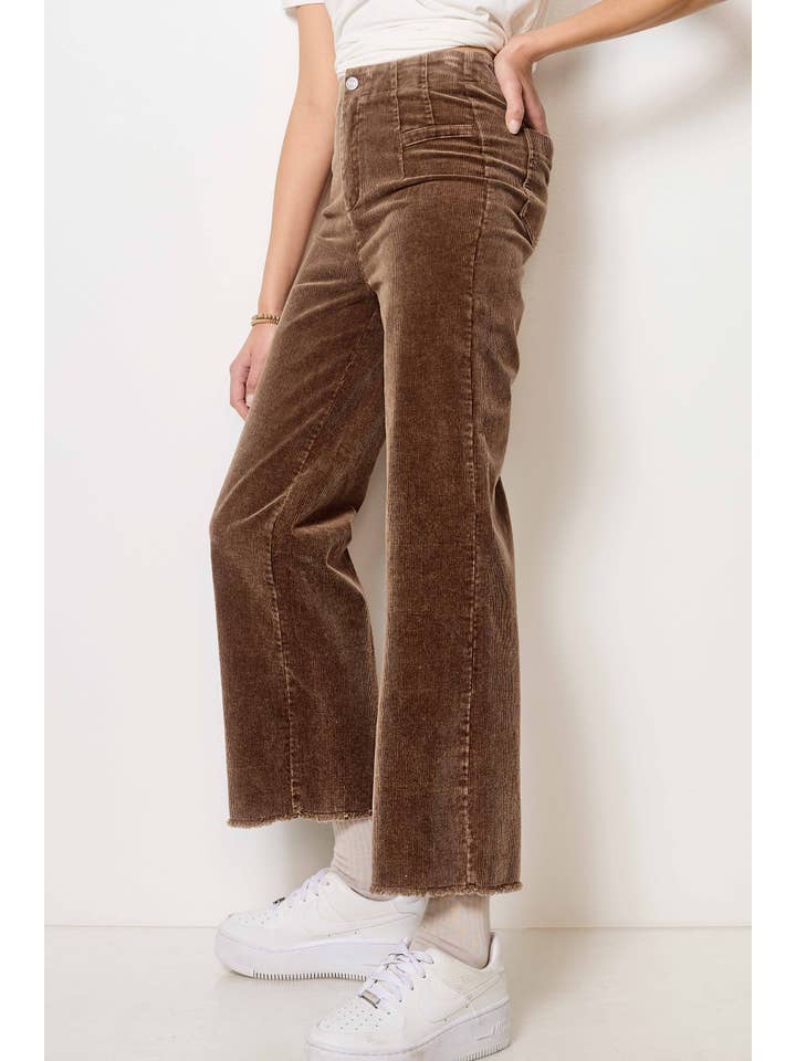 La Miel - Wholesale Pants - Women's - MCP4220-Mineral Washed High Waisted Wide Leg Corduroy Pants2