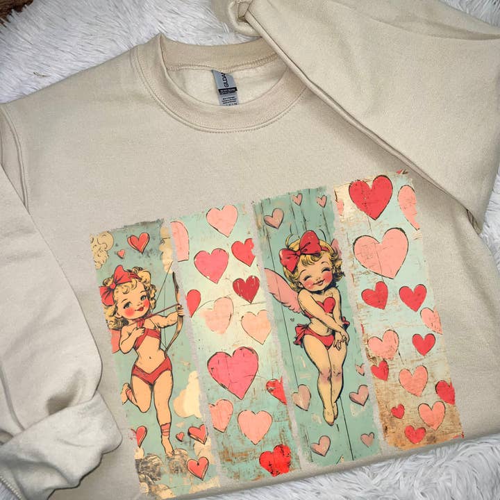 Vintage Mädchen Valentinstag-Sweatshirt für den Großhandel von StricklandDesignCo