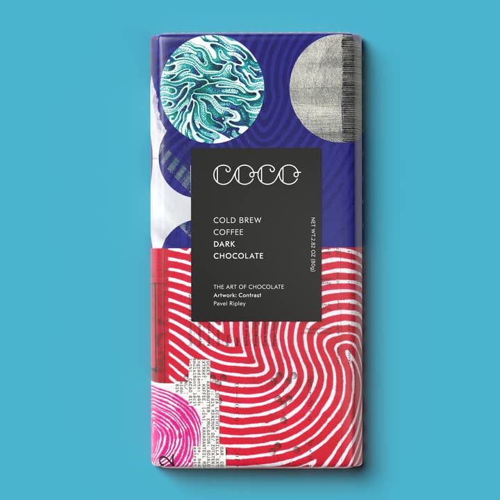 COCO Chocolatier - Wholesale Chocolate Bar - Cold Brew Coffee Dark Chocolate Bar (Pack of 12)
