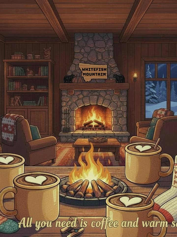 Whitefish Mountain Montana Ski Inspired Magnet for wholesale by Trailhead Candles