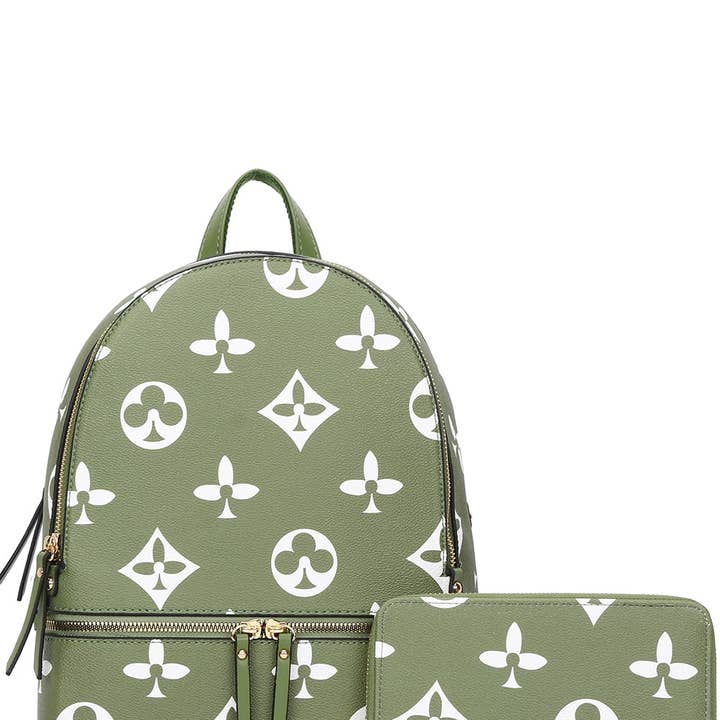 M&M HANDBAGS, LLC. - Wholesale Backpack - Women's -
2in1 Print Zipper Backpack With wallet Set DH-7285-W 7