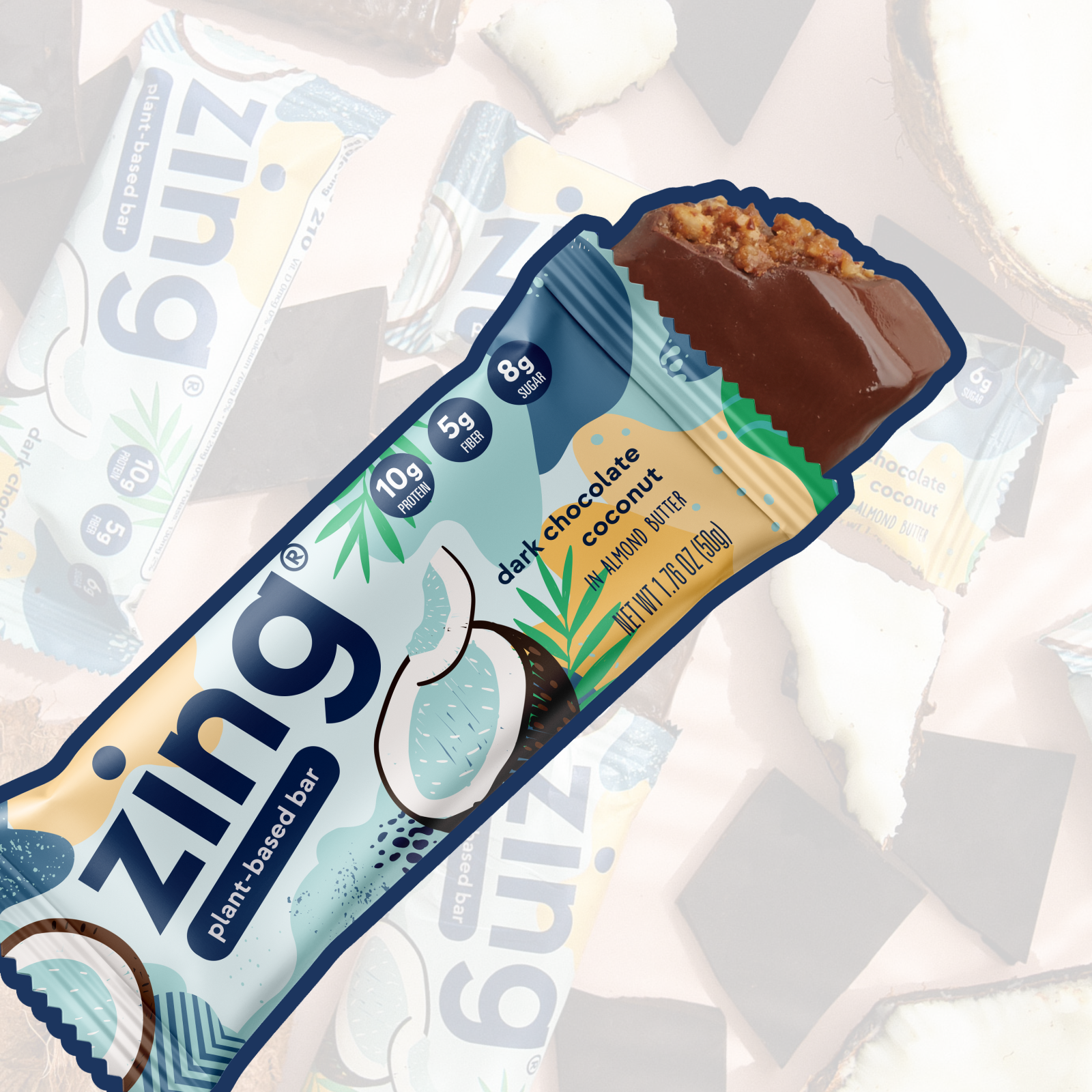 Zing - Wholesale Snack Bar - Dark Chocolate Coconut Nutrition Bars - 12ct Box1