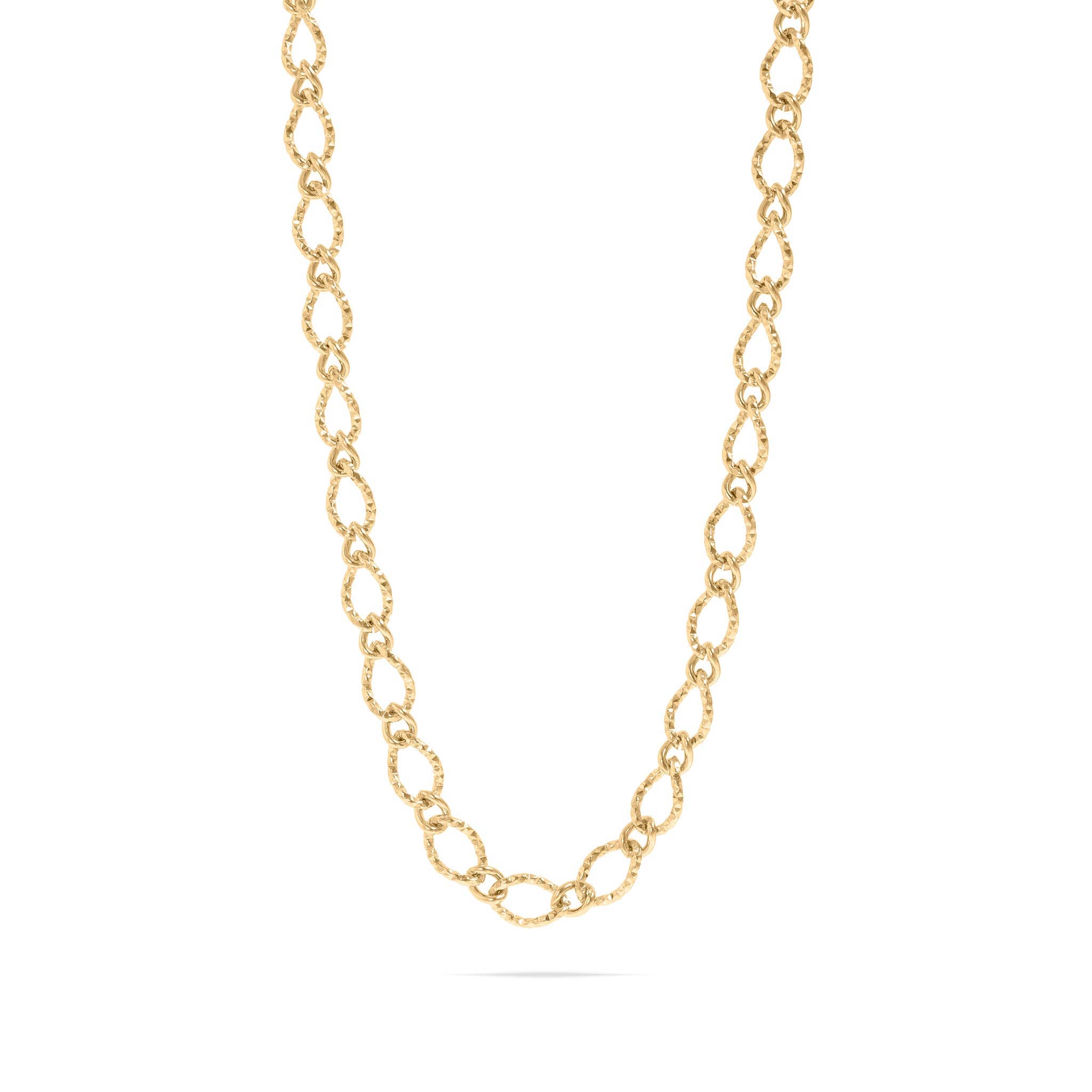 WJW - Wholesale Link & Chain Necklace - 18K Gold PVD Stainless Steel Hammered Oval Chain Necklace2
