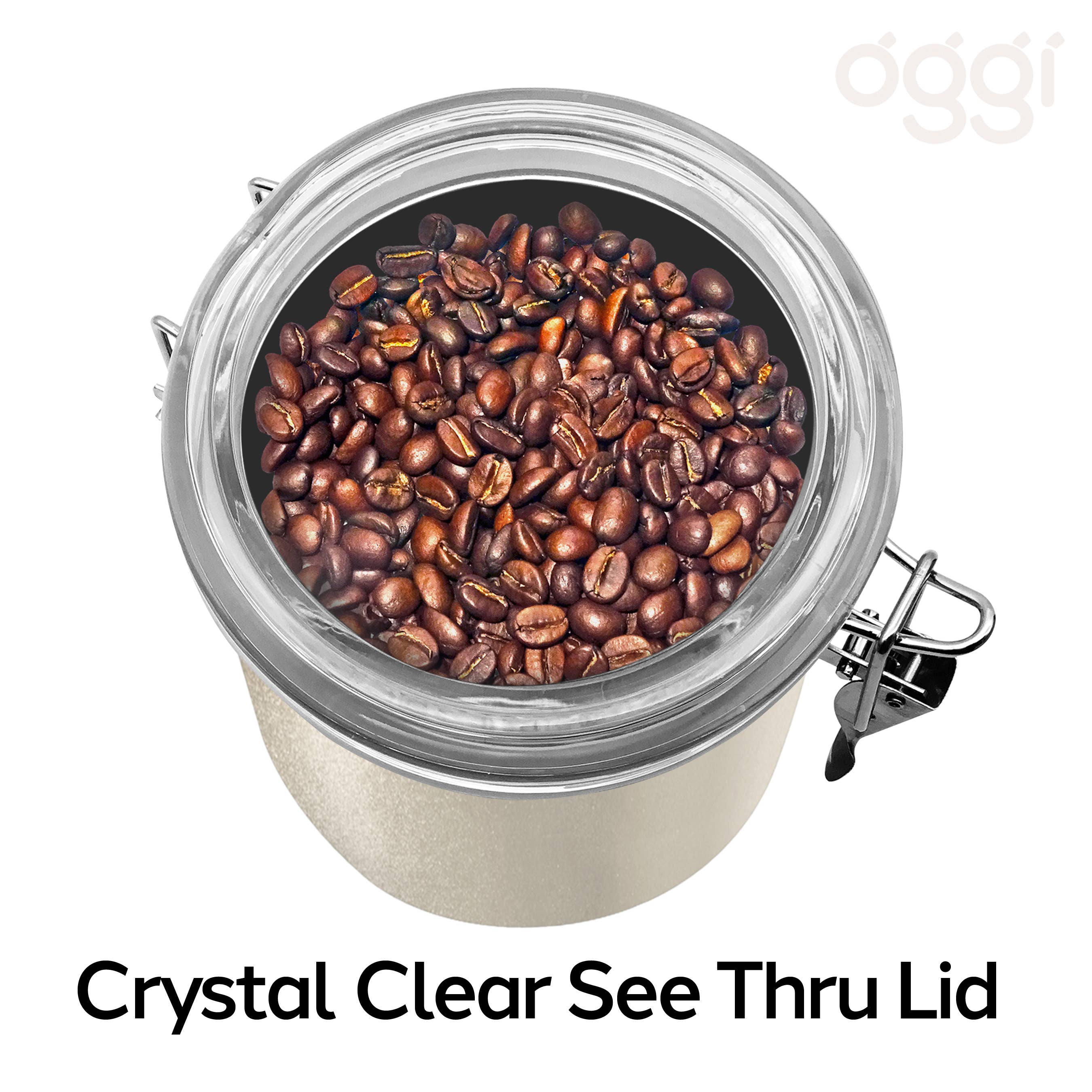 Oggi - Wholesale Canister - Food Canister - Stainless Steel & Clear Lid (7.5" H, 62 oz)7