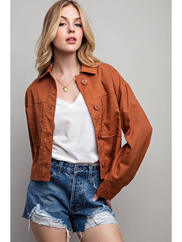 CROPJACK VAN LINNENMIX MET VOLLEDIGE STREEPVOERING voor wholesale door Pink Irene Wholesale