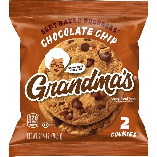 Grandma's Soft Baked Chocolate Chip Cookies 2 pack 30ct for wholesale by Long Island Candy Factory