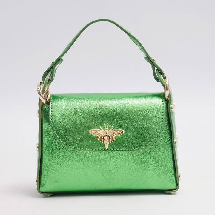 Bolso de hombro de cuero brillante con abeja dorada 52657-2 para venta al por mayor de Cecile Wang