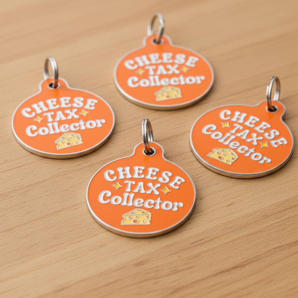 Bad Tags – Großhandel Haustiermarke – Hund – Emaille-Hundemarke mit scannbarer ID - Käse-Steuereintreiber8