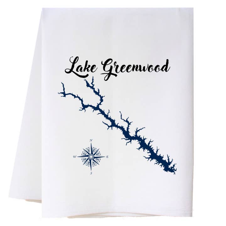 Lake Map Kitchen Towel for wholesale by Cora & Pate