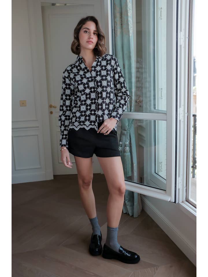 LOVIE & CO - Wholesale Button Down Shirt - Women's - Embroidered cotton blouse8