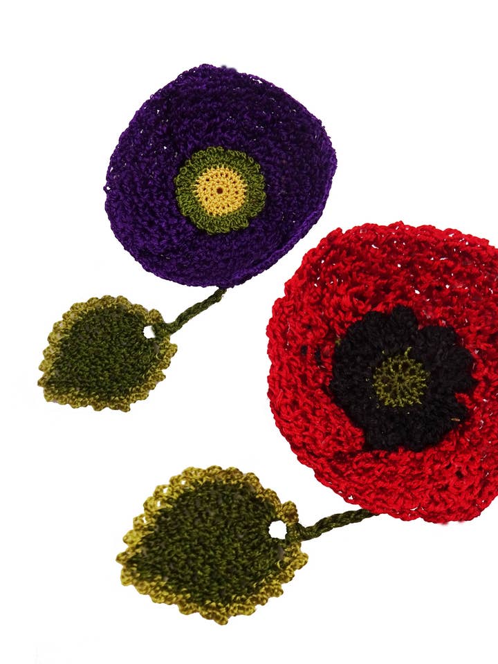 Seidenfaden gehäkelte Mohnblumen für den Großhandel von Meli Design