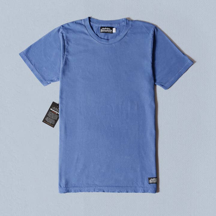 Maglietta Vintage Tinta con Pigmenti - Indigo Lavato per la vendita all'ingrosso da parte di Muttonhead