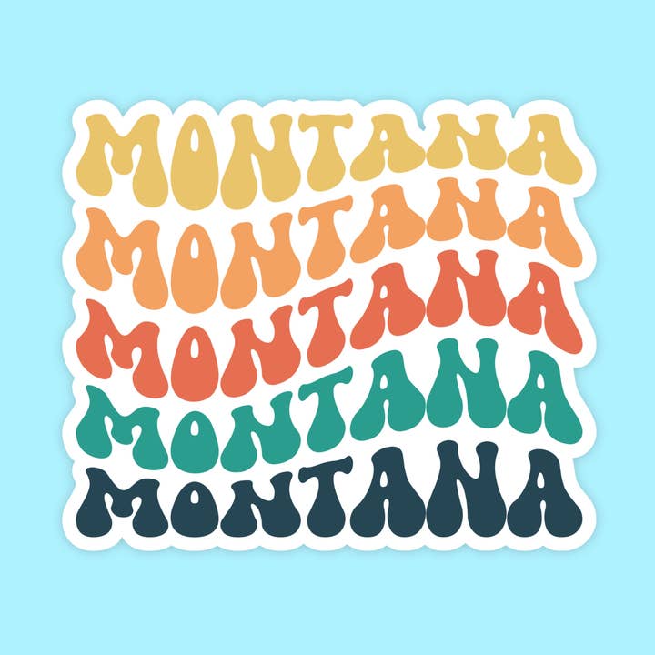 Montana Retro State Name Sticker for wholesale by The State Stickers