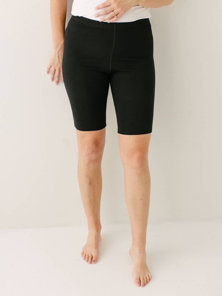 Black Bamboo Blend Biker Shorts for wholesale on Faire