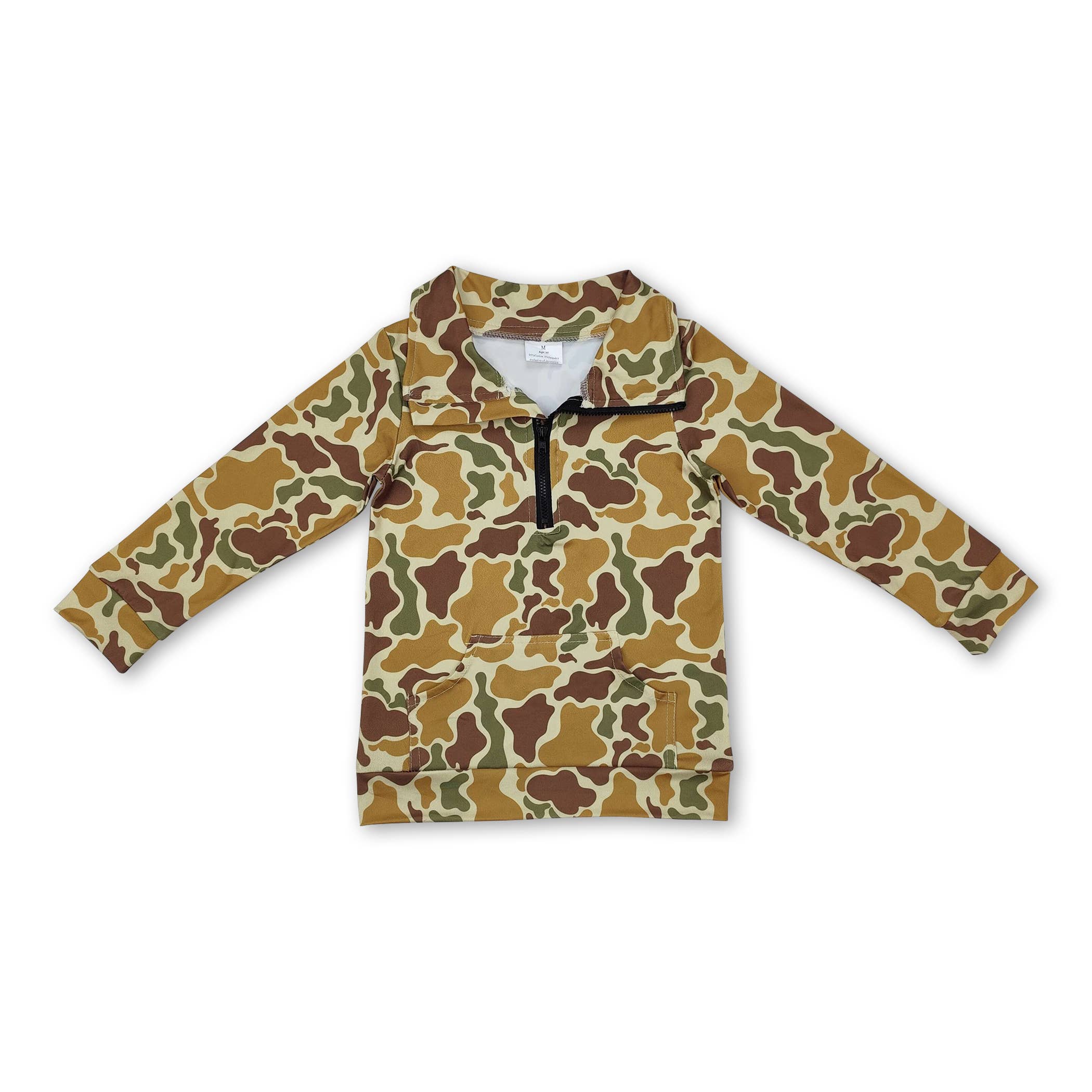 Yawoo Garments - Vente Sweat-shirt – enfant - Pull à fermeture éclair pour enfants à manches longues avec poche en camouflage gris4