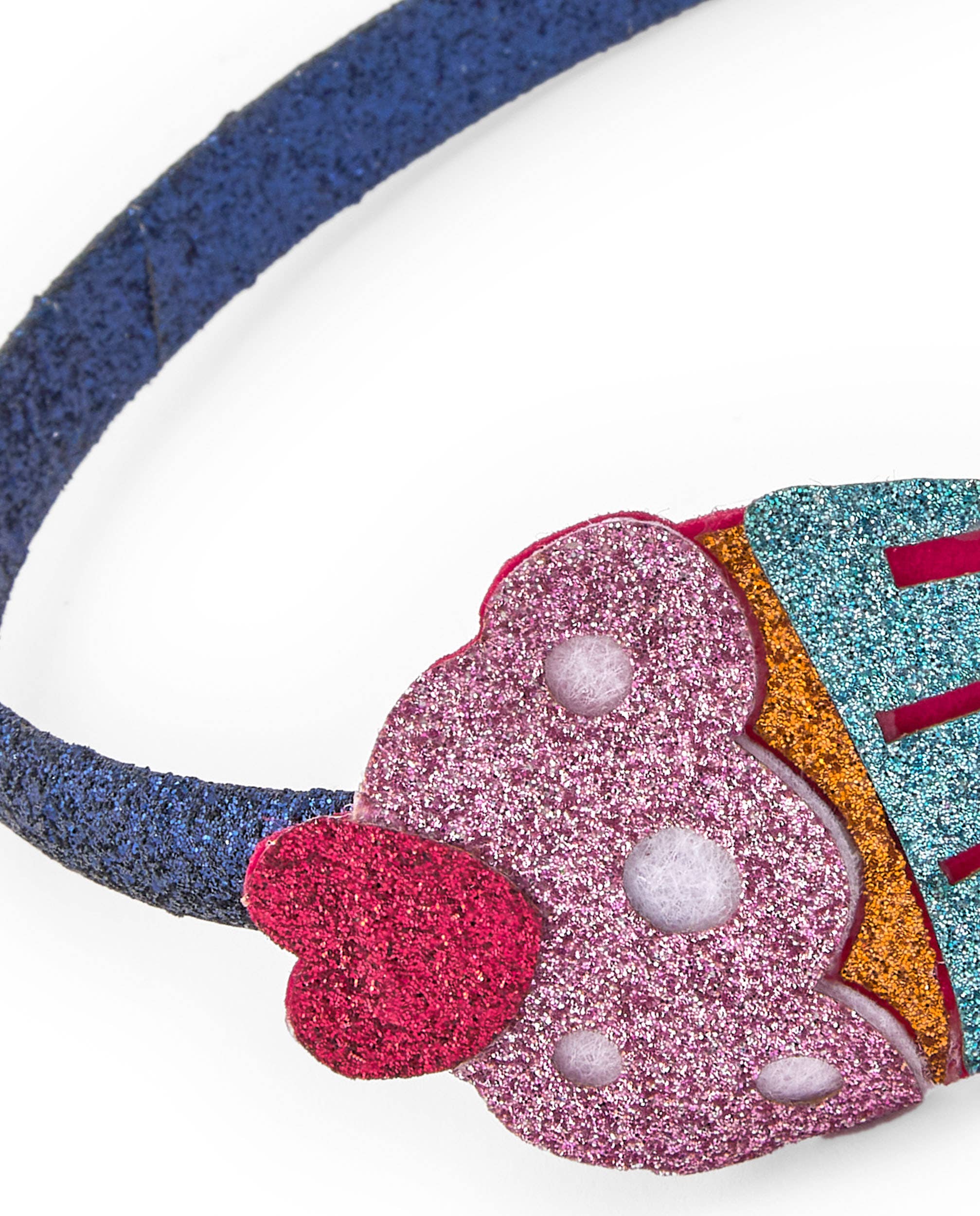 tuc tuc - Wholesale Hair Accessories Set - Kids - Girl's headband in blue with a shiny cupcake applique1