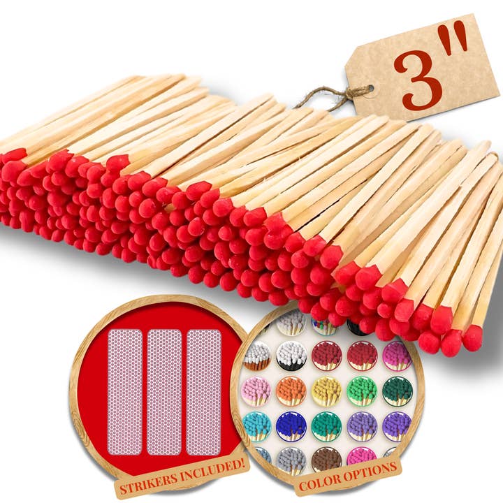 Matches USA - Wholesale Matches - 3" Color Wooden Safety Matches Match Bulk8