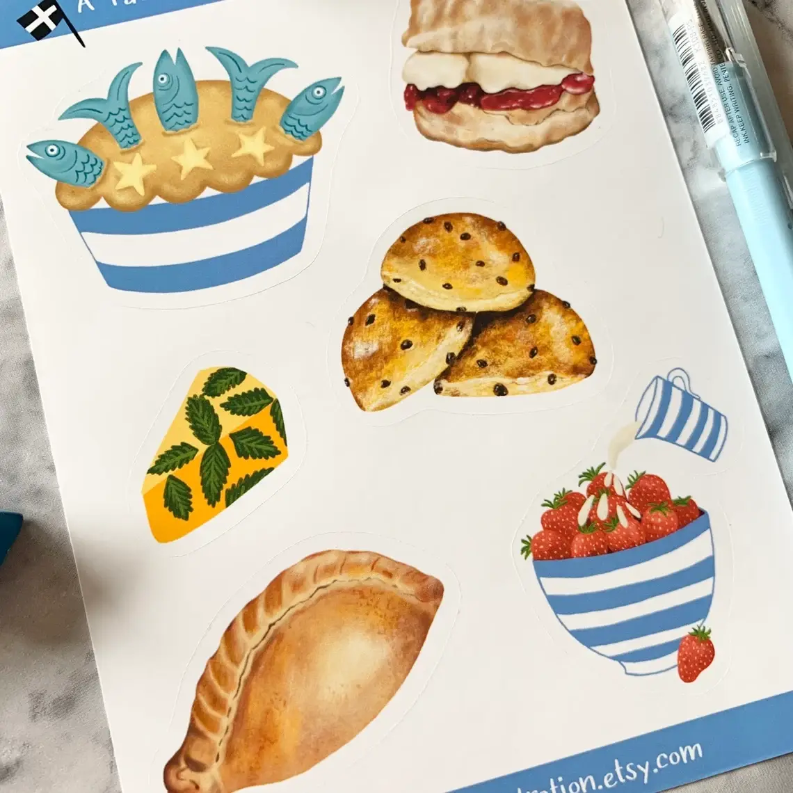 Sarah Whittle Illustration - Wholesale Sticker - A Taste of Cornwall Sticker Sheet2